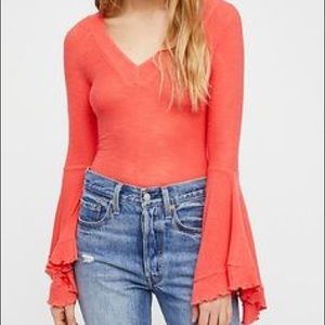 Free People long sleeve orange v neck